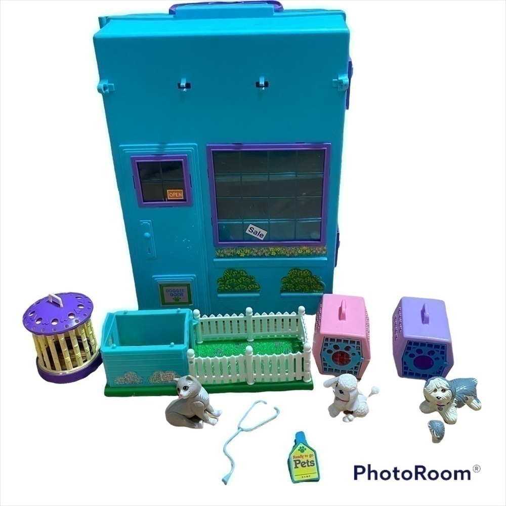 Vintage Littlest Pet Shop Storage Box Poodle Sheepdog Mommy & Baby Kenner Bundle